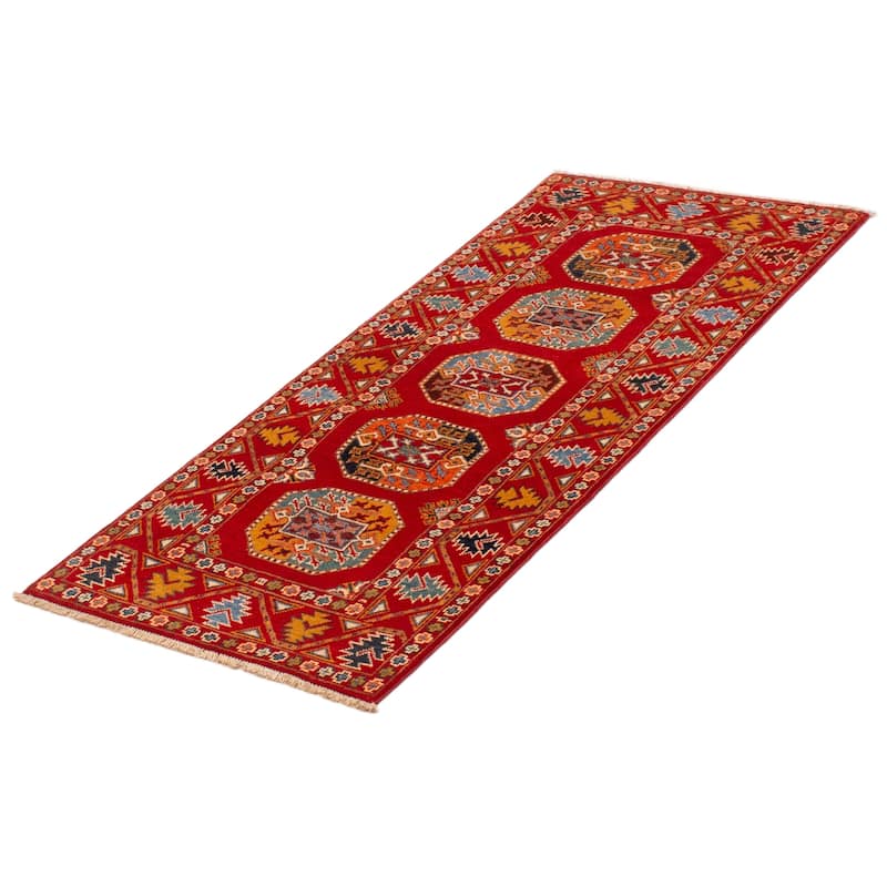 ECARPETGALLERY Hand-knotted Uzbek Ghazni Red Wool Rug - 2'7 x 5'11