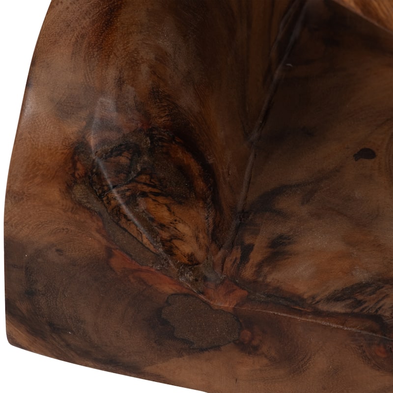 Hand-Carved Suar Wood Twist Accent Table - 18" Brown Side Table for Living Room, Bedroom, or Office - 12" x 12" x 18"