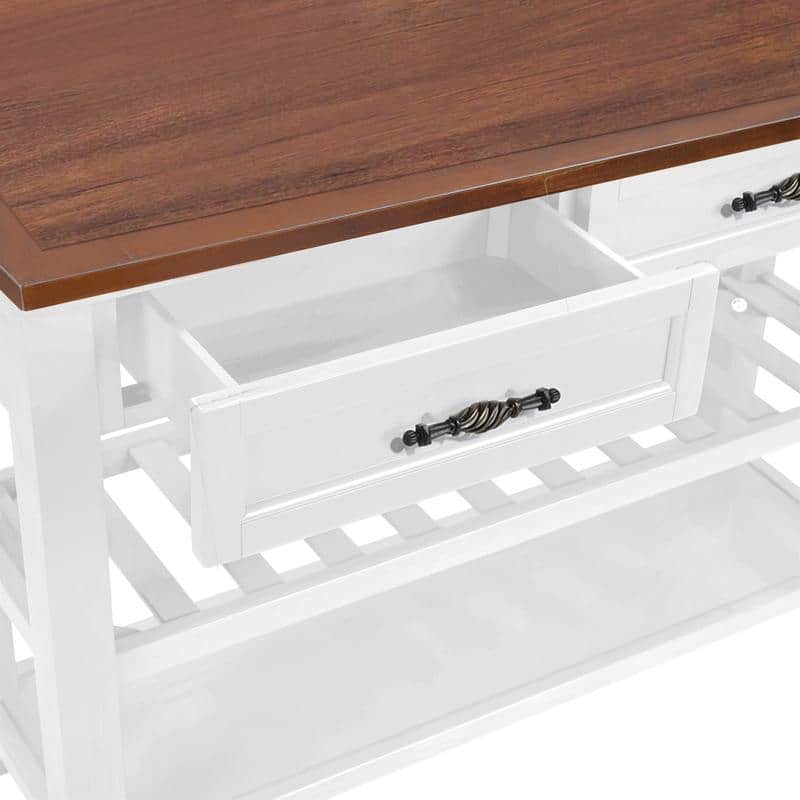Vintage-Inspired Pine Console Table - Two-Tier Open Shelf Design for Living Spaces‌.
