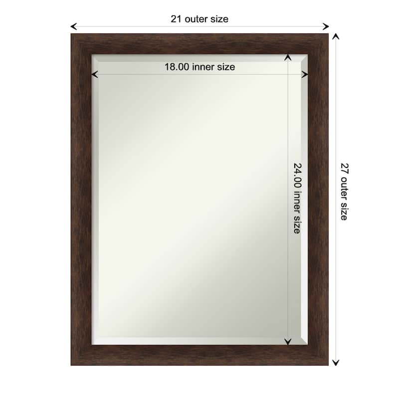 Warm Walnut Narrow Beveled Wood Framed Wall Mirror - Warm Walnut Narrow - Glass Size 18x24
