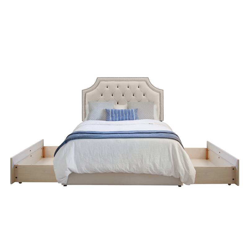 Aubrey "Mammoth" Upholstered Platform 2 Drawer Storage Bed