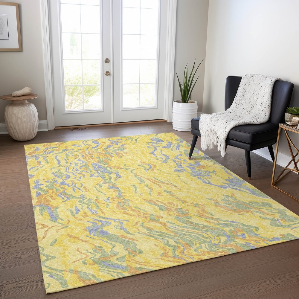Machine Washable Indoor/ Outdoor Abstract Flow Chantille Rug