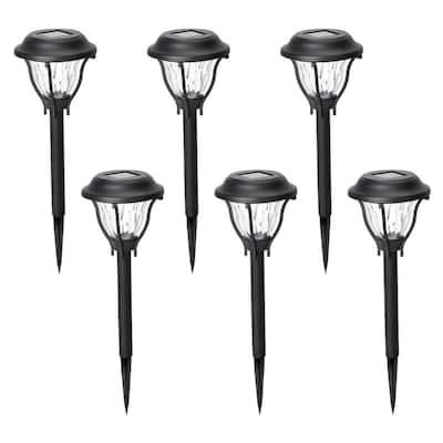 Soltoostar 6-pack Black Solar Pathway LED Lights with Waterproof