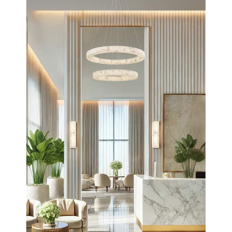 Justice Design LumenAria - Medley 17" LED ADA Alabaster Rocks Wall Sconce