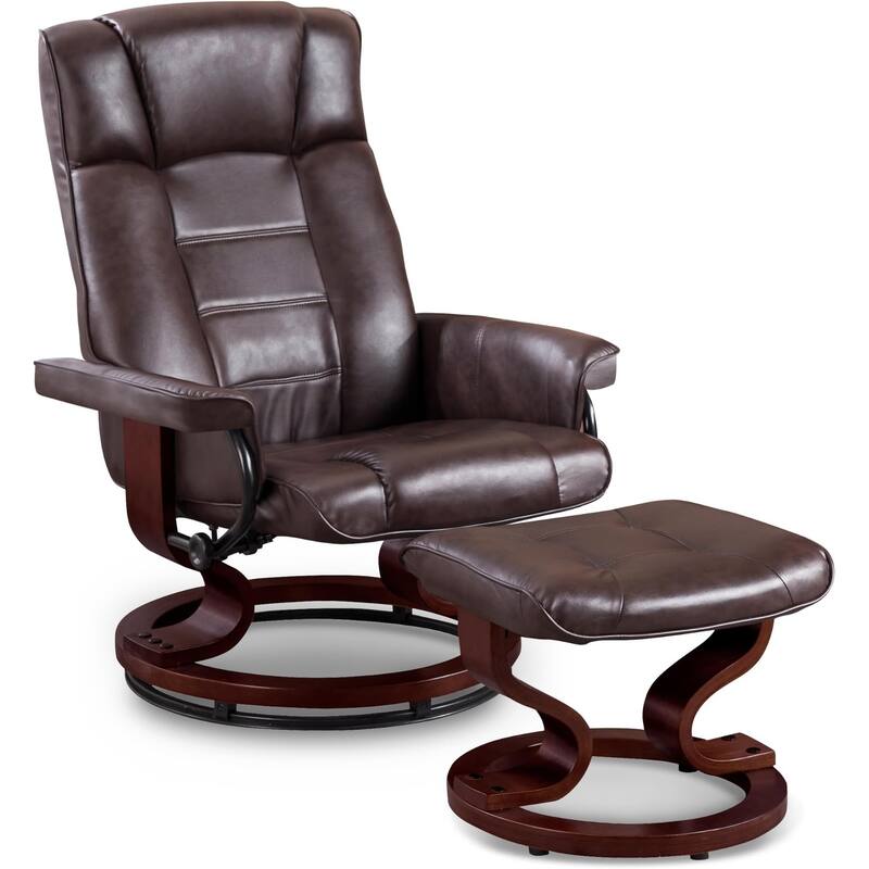 MCombo Swivel Recliner Chair with Wood Base and Ottoman