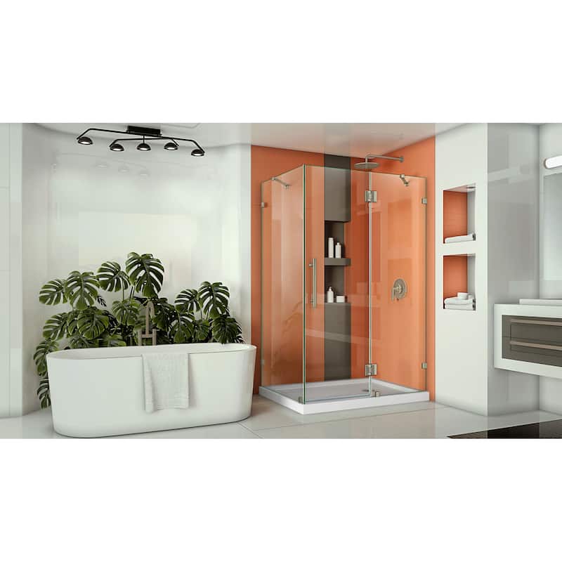 DreamLine Quatra Lux 34 1/4 in. D x 46 3/8 in. W x 72 in. H Hinged Shower Enclosure with Support Arms - 34.25" x 46.38"