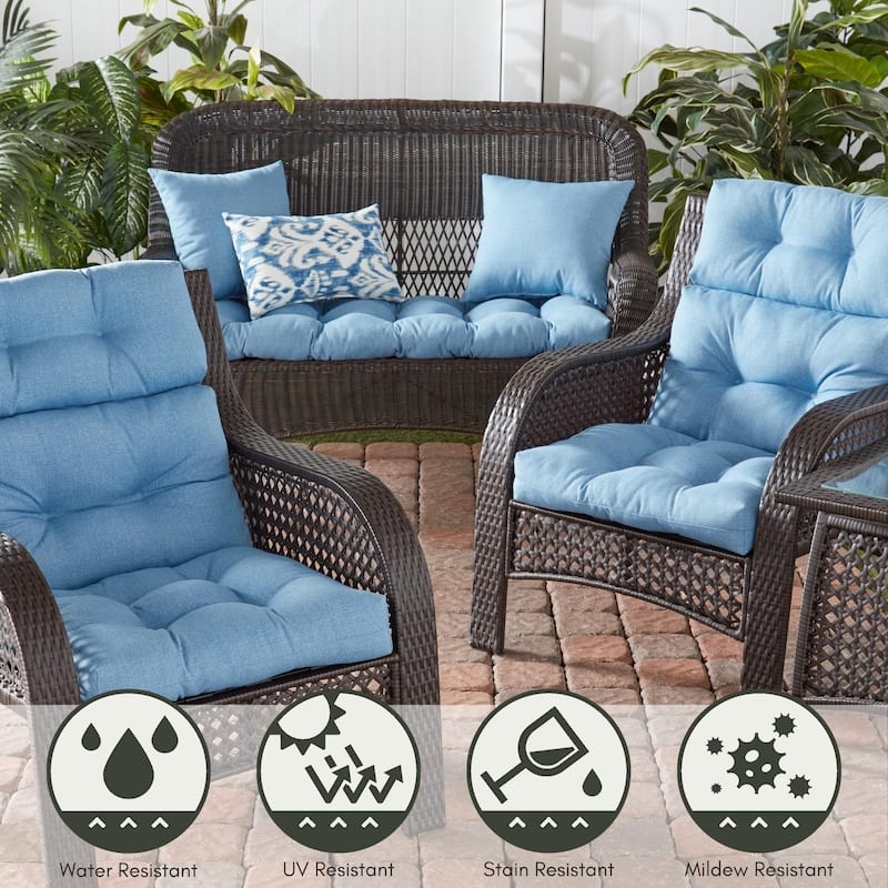 Solid Heathered 44-in x 22-in Outdoor High-Back Chair Cushion (Set of 2) (Cushions Only)