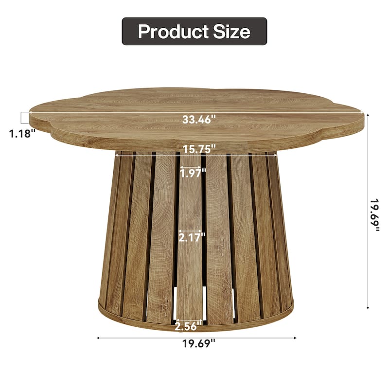 34"W Wood Coffee Table Round - N/A