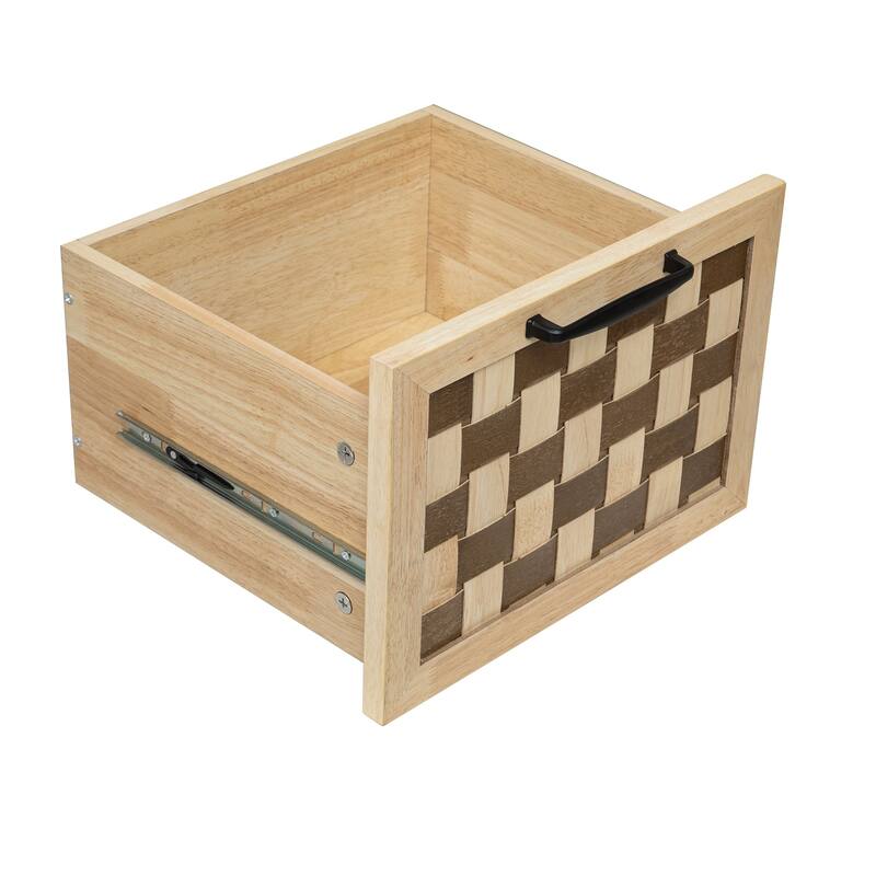 53.2″ Woven Checkerboard Kitchen Island Cart with Drop Leaf, Power Outlets & Storage