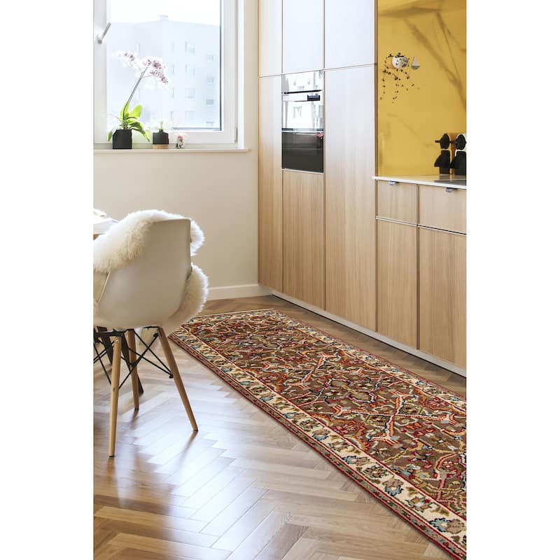 ECARPETGALLERY Hand-knotted Serapi Heritage Brown Wool Rug - 2'7 x 9'10