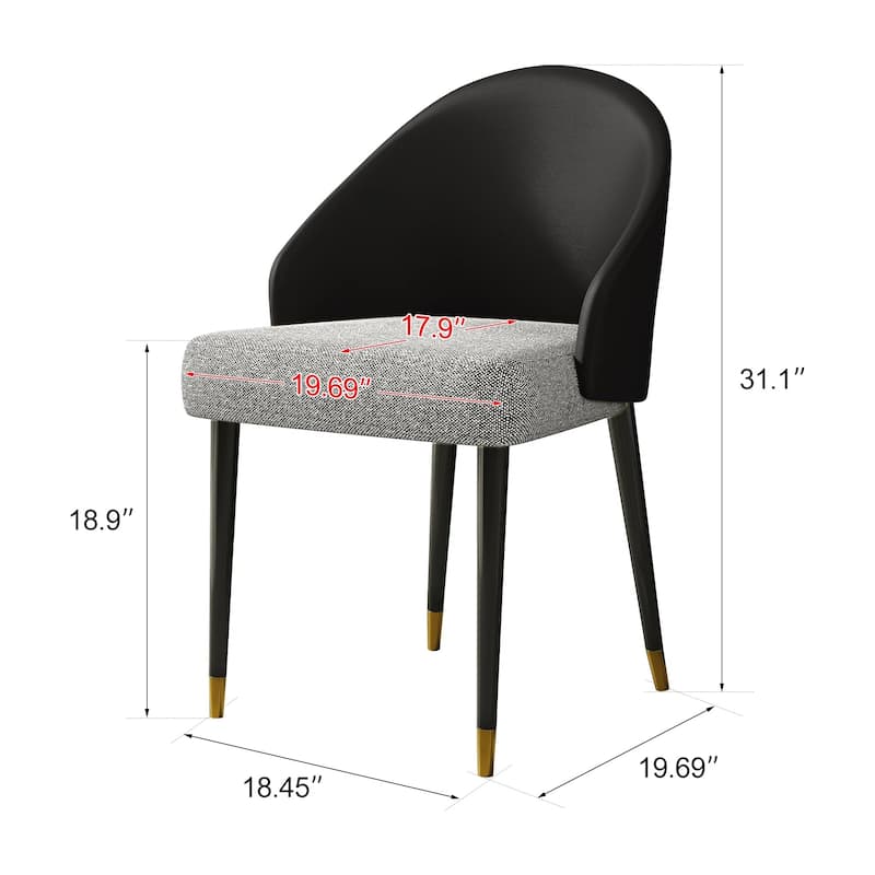 Modern Faux Leather and Fabric Upholstered Back Armchair Dining Chair Or Side Chair (Set of 4)