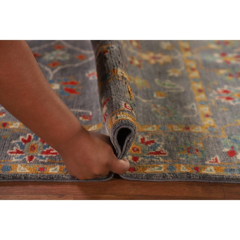 All-Over Gray Floral Kazak Oriental Accent Rug Handmade Wool Carpet - 3'4"x 5'0"
