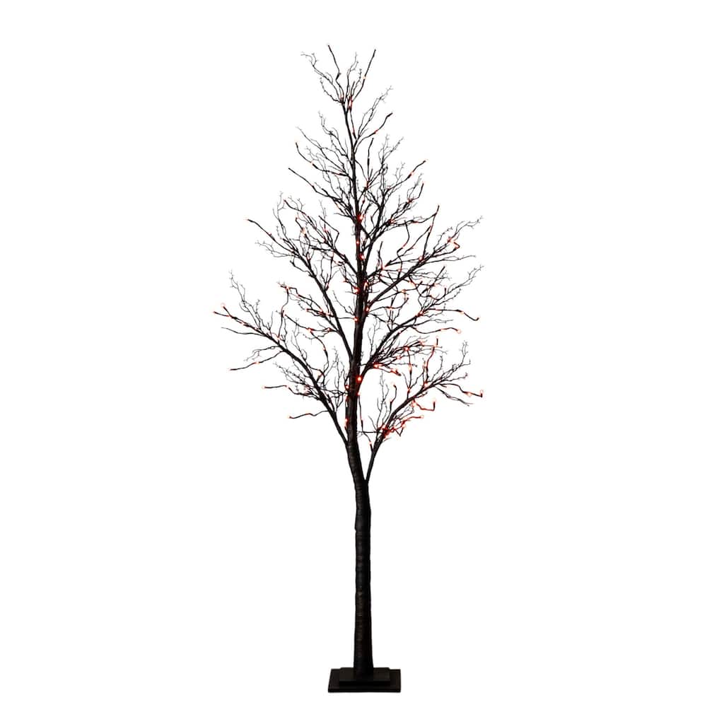 Pre-Lit Deluxe Twig Halloween Artificial Tree - 7' - Multicolor LED Lights