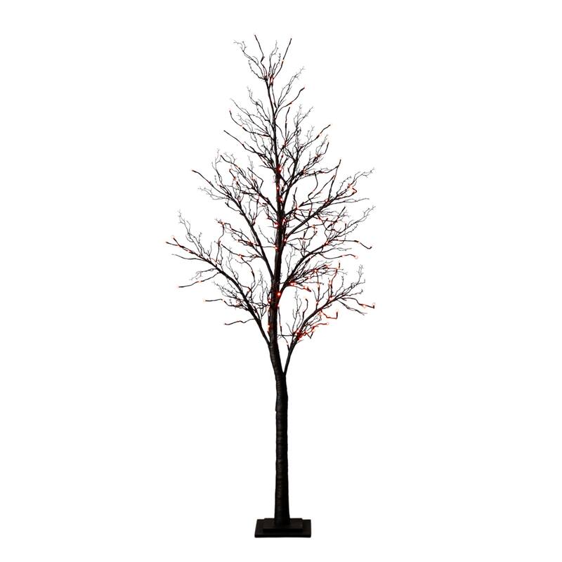 Pre-Lit Deluxe Twig Halloween Artificial Tree - 7' - Multicolor LED Lights