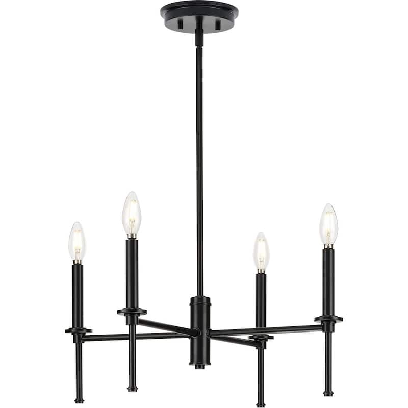 Elara Collection Four-Light New Traditional Matte Black Chandelier Light - 22.87 in x 22.87 in x 10.37 in