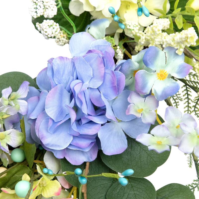 Eucalyptus, Hyacinths and Hydrangea Fern Spring Wreath - 26"
