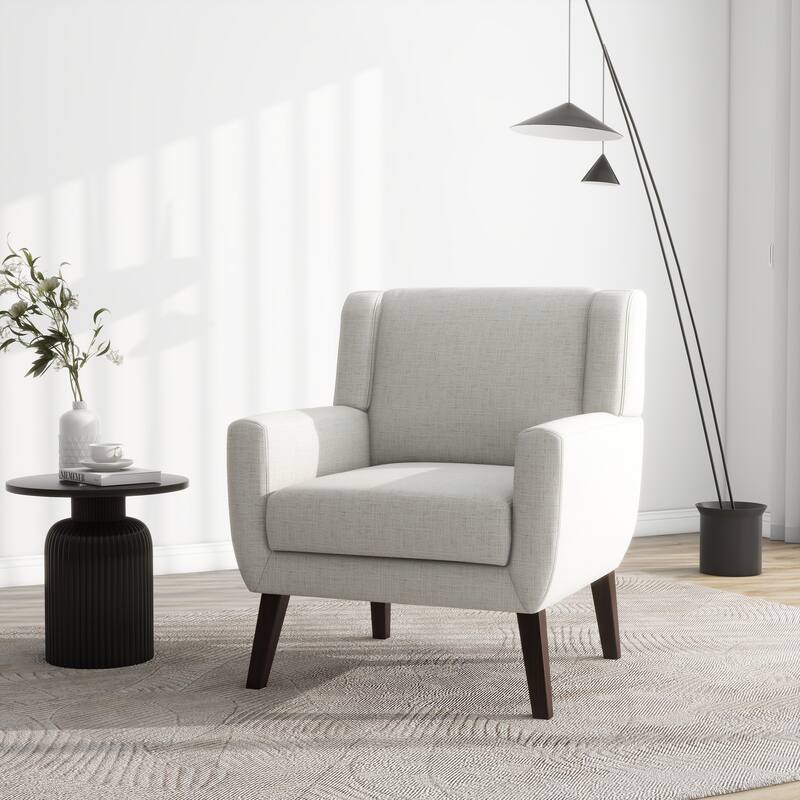 Modern Upholstered Linen Accent Chair Wingback Armchair