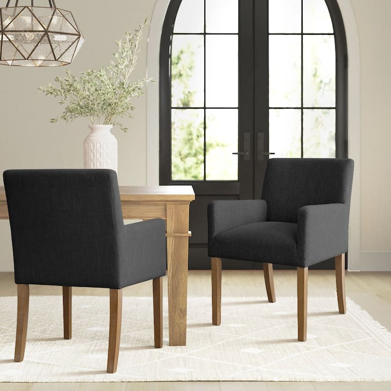 Linen Upholstered Armchair(Set of 2) - Black