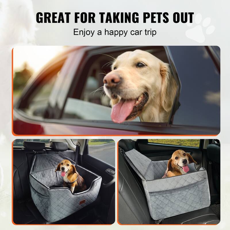 Dog Car Seat, Waterproof Dog Booster Seat for Car, Pet Car Seat with Clip-On Safety Leash, PP Cotton Filling
