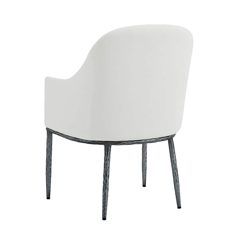 Christopher Knight Home - Ameson Artisan Upholstered Dining Chairs Set with Amrest, Hammered Metal Legs & Padded Seat
