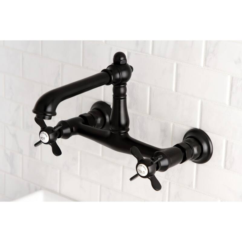 Essex Two-Handle 2-Hole Wall Mount Bathroom Faucet - Matte Black