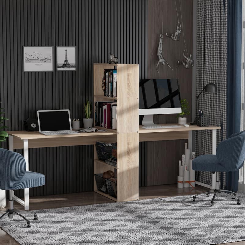 88" Extra Long 2-Person Computer Desk - Natural
