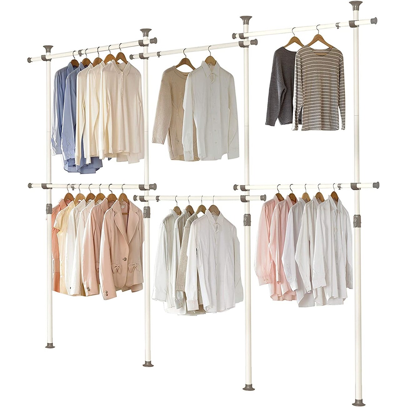 One Touch Double 2 tier Adjustable Clothes Garment Rack Clothing