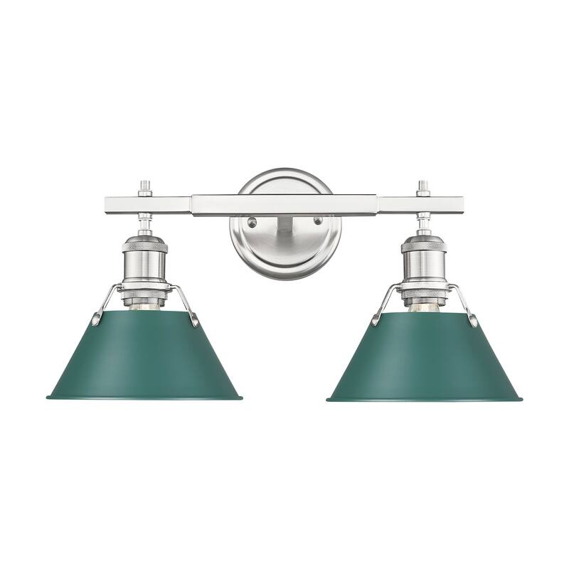 Golden Lighting Orwell 2 Light 18-1/4" Wide Bathroom Vanity Light in - Pewter / Pine Green Shades