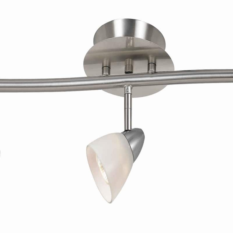 5 Light 120V Metal Track Light Fixture with Glass Shade, White and Silver