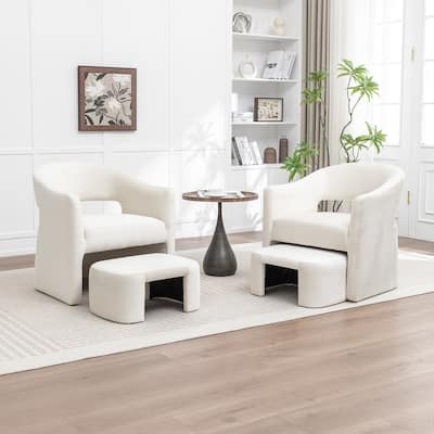 SEYNAR Modern Glam Velvet Accent Armchair Open Back with Ottoman Set of 2