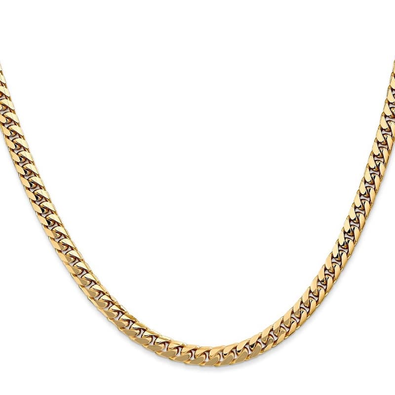 Curata 14k Yellow Gold Solid Polished 4.3mm Domed Curb Chain Bracelet Lobster Claw