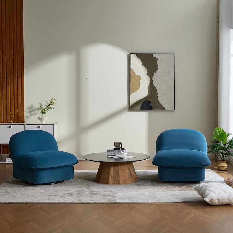 Pumpkin-Shaped Swivel Chair, 360-Degree Swivel Accent Chair for Living Room Bedroom Office