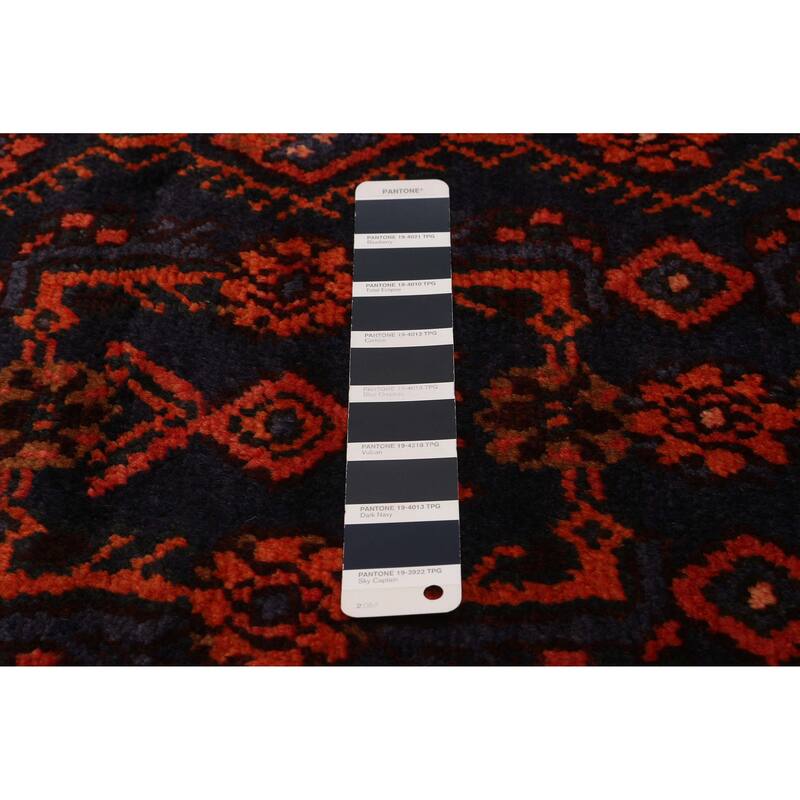 ECARPETGALLERY Hand-knotted Andelz Navy, Orange Wool Rug - 3'9 x 14'0