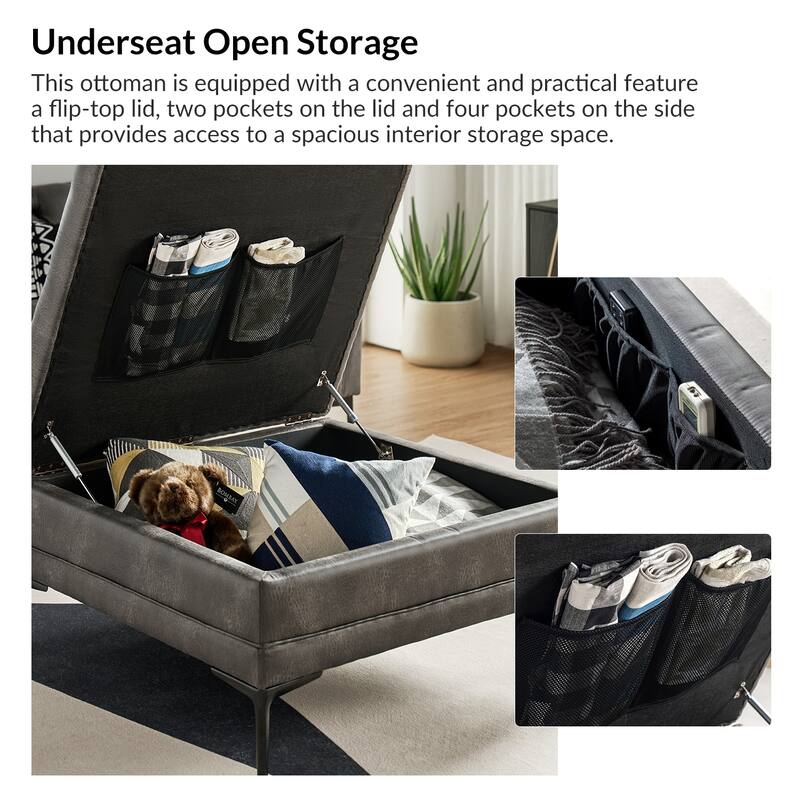 Ipiutak Modern 2 - Piece Upholstered Button-tufted Sectional with Storage Ottoman