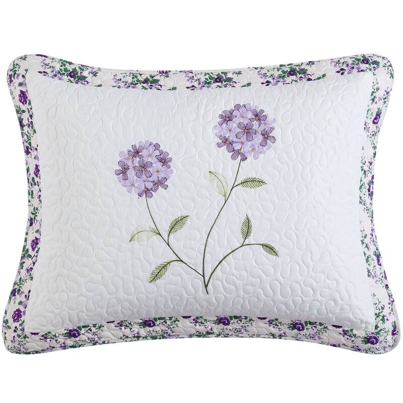 Carnation Embroidered Sham - Lavender - Standard