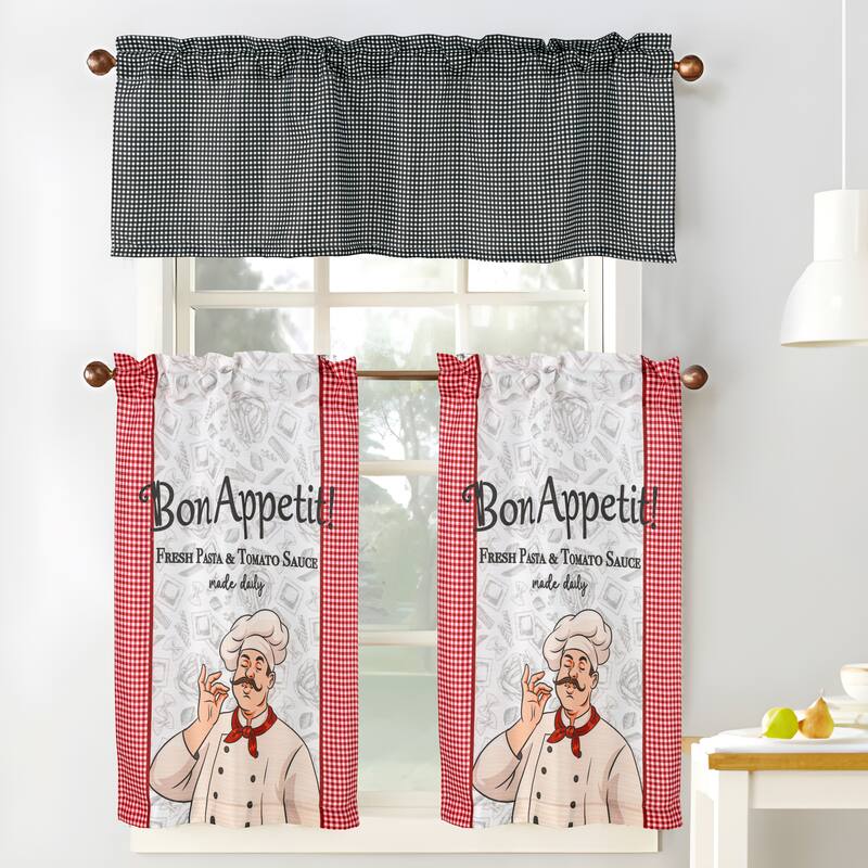 Cucina Pasta Chef Kitchen Curtain Set