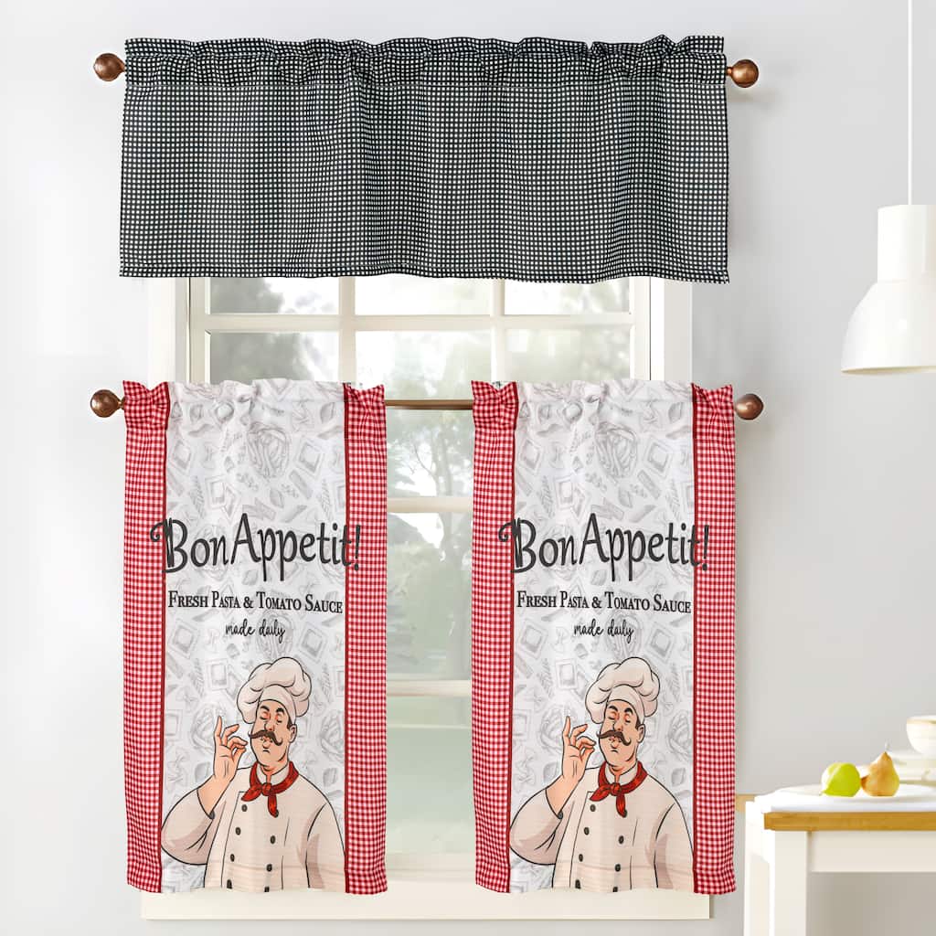 Cucina Pasta Chef Kitchen Curtain Set