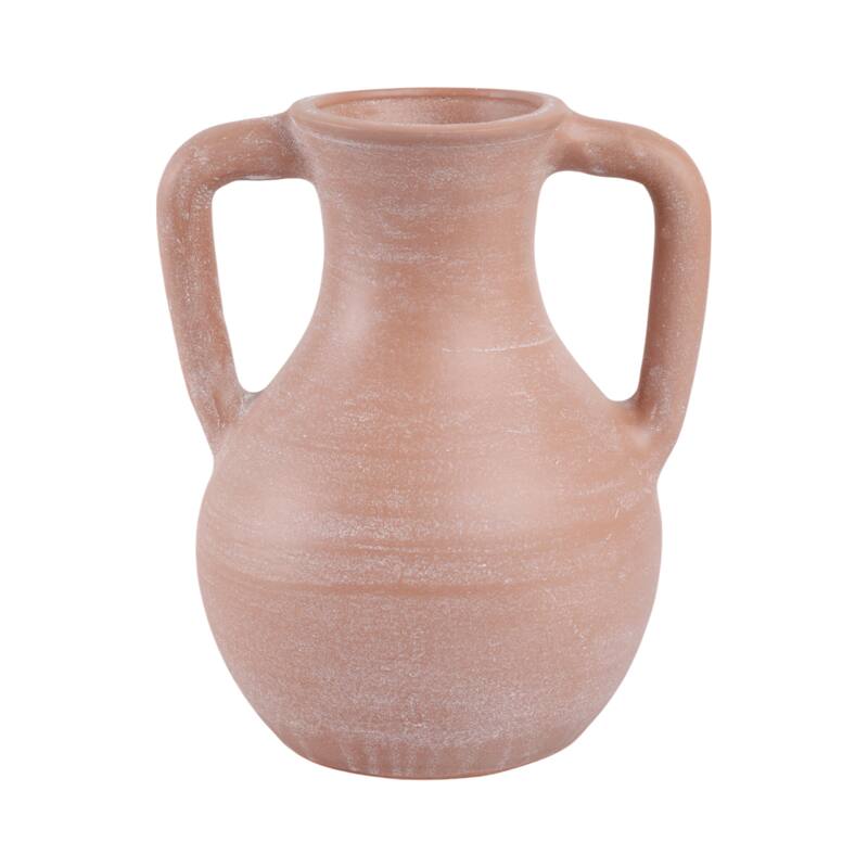 Terracotta Pottery Vase with Handles Rustic Artisan Decorative Accent - Brown - 9.25" x 8" x 11.25"