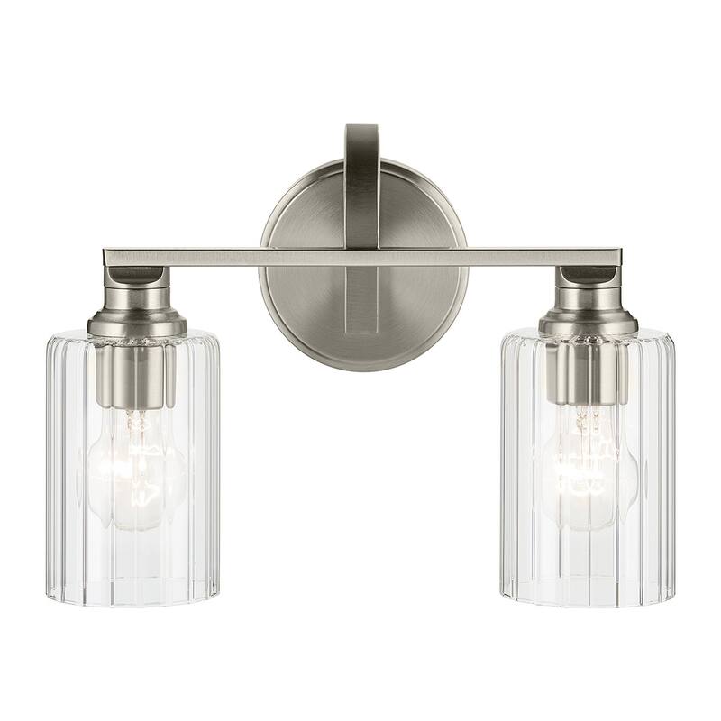 Kichler Lighting Gioe 14.25" 2-Light Vanity Light with Clear Fluted Glass in Brushed Nickel