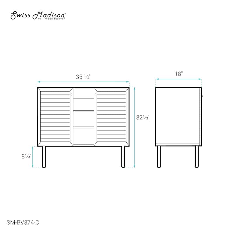 Bron 36" Bathroom Vanity In Oak- Cabinet Only