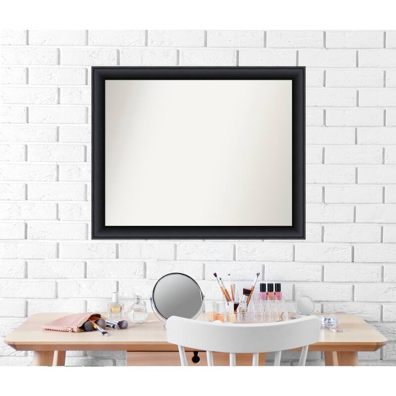 Non-Beveled Wood Bathroom Wall Mirror - Nero Black Frame - Nero Black