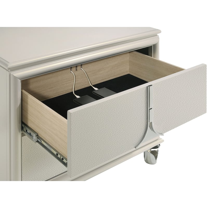 Gwendolyn Pearl White 2-drawer Nightstand Bedside Table