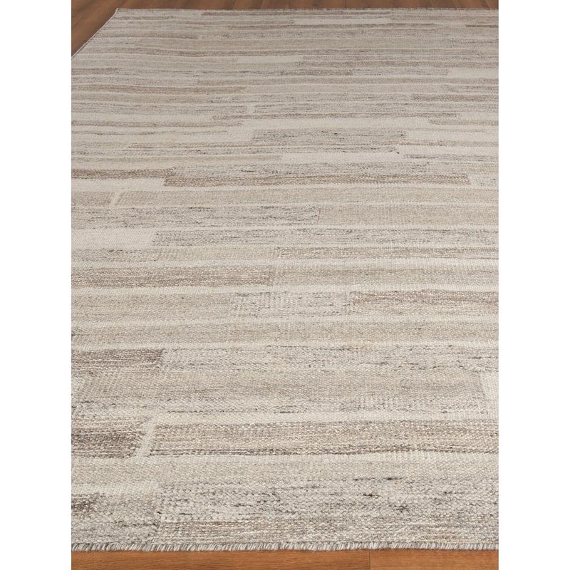 EXQUISITE RUGS Scandinavian Hand-loomed New Zealand Wool Grey/Ivory Area Rug.