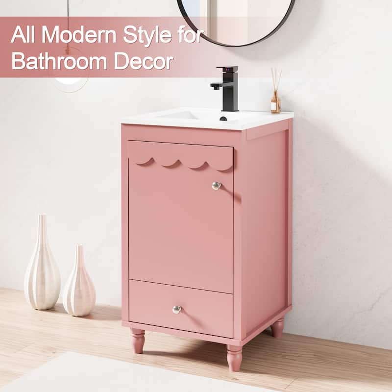 Lace Trim Freestanding Bathroom Vanity Set - Perfect for Bathrooms