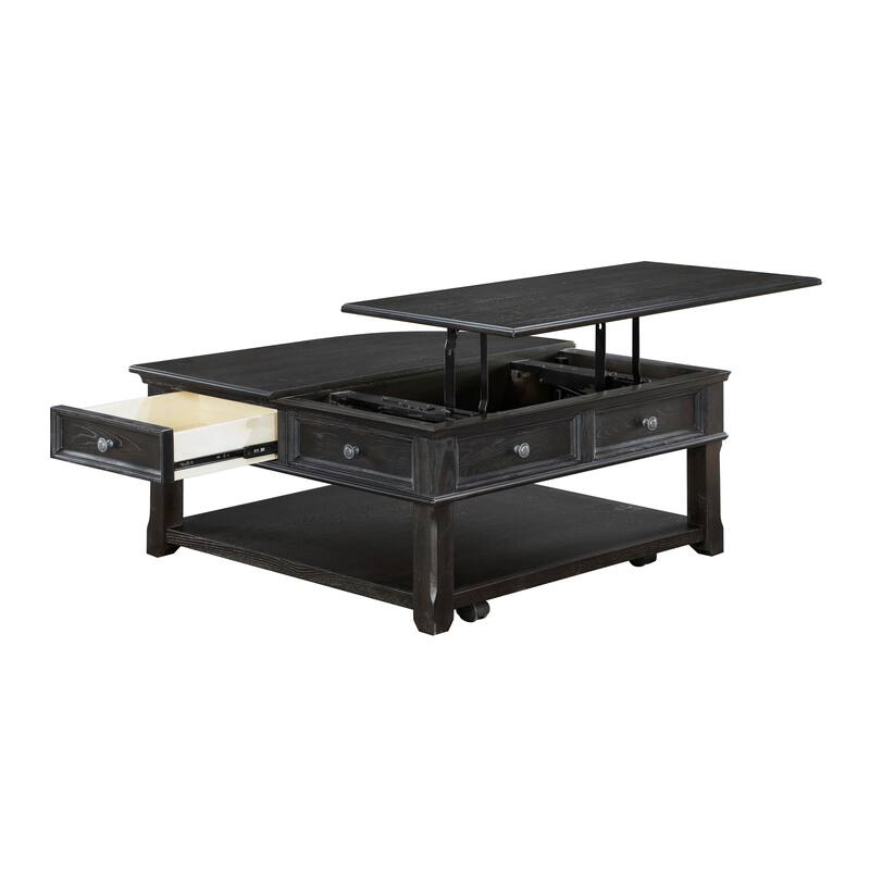 Living Room Coffee Table Storage Drawer Lift Top Open Shelves