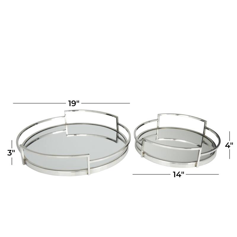 Stainless Steel Mirrored Living Room Decor Tray - Set of 2 Silver or Gold - Roche River Decor