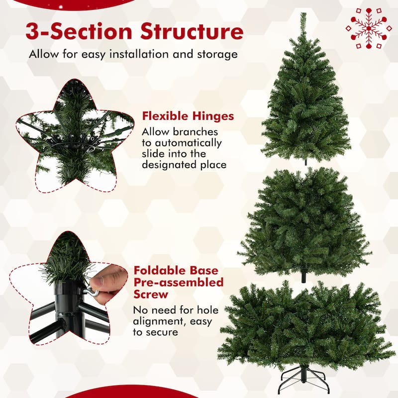 Gymax 7 FT Pre-Lit Artificial Christmas Tree w/ 1000 Warm White LED