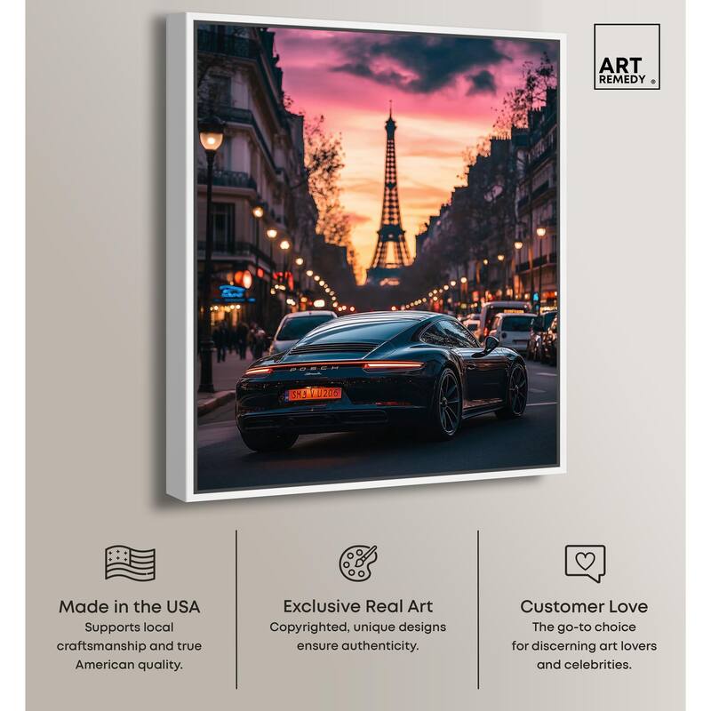 Parisian Porsche Twilight I Canvas by Art Remedy