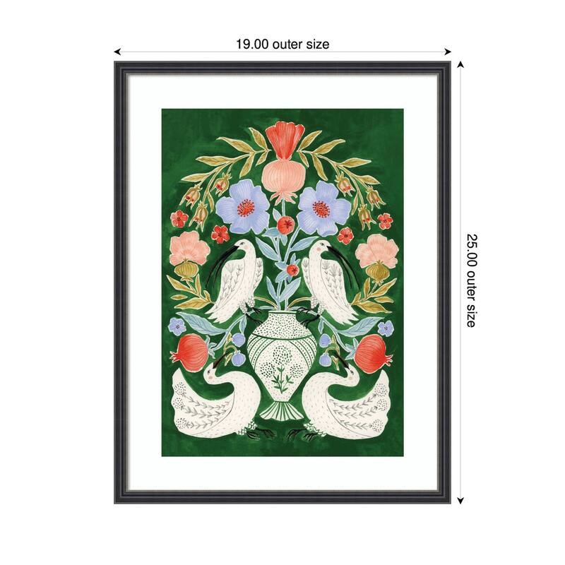 Kate and Laurel Floral Folklore Ibises and Swan by Jill Labieniec Framed Wall Art Print