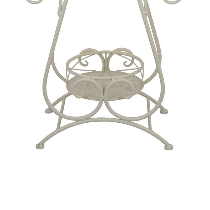 Shin Plant Stand with 4 Solid Pots, Classic White Metal Finish 33 Inch